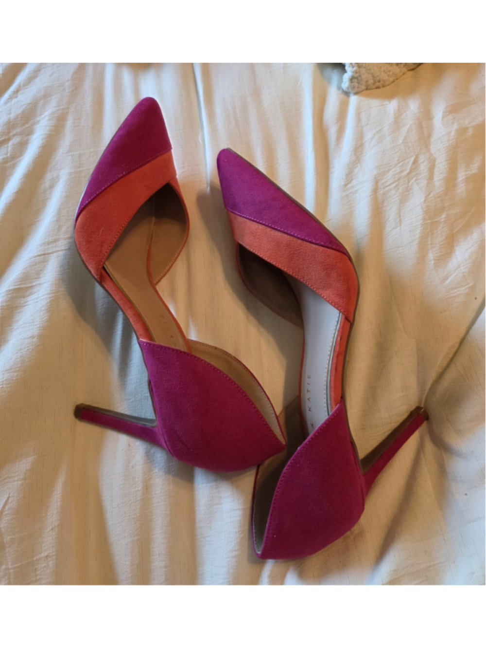 Kelly And Katie Suede Pink & Orange 2 Tone Heels Size 9.5M